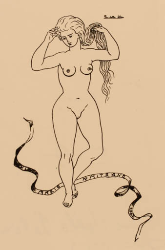 Exlibris by Pieno della Selva from France for ? ? - Woman Nude 