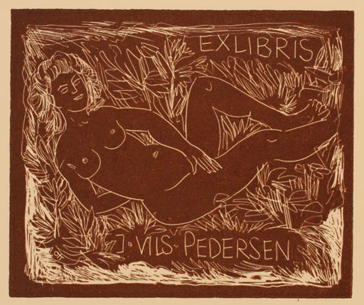 Exlibris by Herbert S. Ott from Germany for Jørgen Vils Pedersen - Woman Nude 