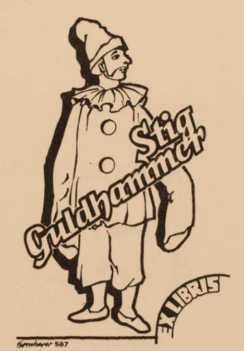 Exlibris by Hans Chr. Hornhaver from Denmark for Stig Guldhammer - Theater/Cirkus 