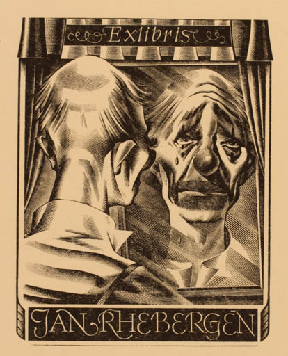 Exlibris by Maarten de Jong from Netherland for G. Jan Rhebergen - Theater/Cirkus 