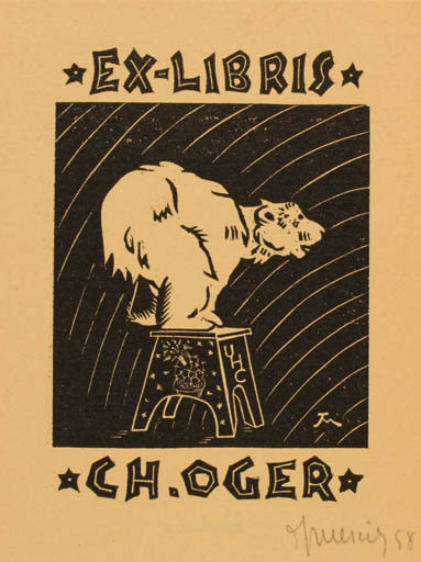 Exlibris by Jocelyn Mercier from France for Ch. Oger - Theater/Cirkus 