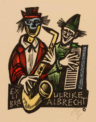 Exlibris by Herbert S. Ott from Germany for Ulrike Albrecht - Theater/Cirkus 