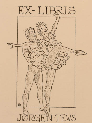 Exlibris by Kjeld Frydenlund from Denmark for Jørgen Tews - Dancing 