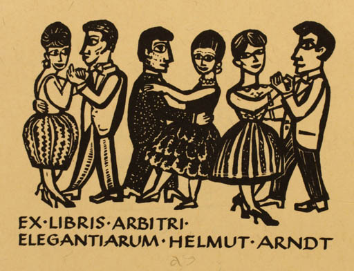 Exlibris by ? ? from Germany for Helmut Arndt - Dancing Couple 