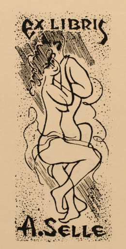 Exlibris by Rudolf Kopylov from Russia for Andreas Selle - Dancing Couple 