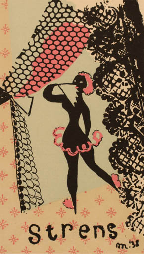 Exlibris by H. C. Meyer from Netherland for ? Strens - Dancing Woman 