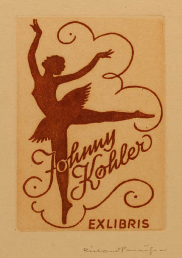 Exlibris by Richard Preusse from Germany for Johnny Kóhler - Dancing Woman 