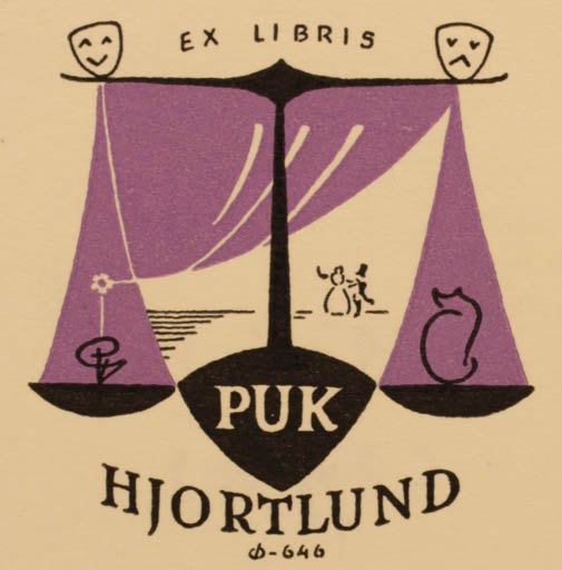 Exlibris by Christian Blæsbjerg from Denmark for Puk Hjortlund - Theater/Cirkus 