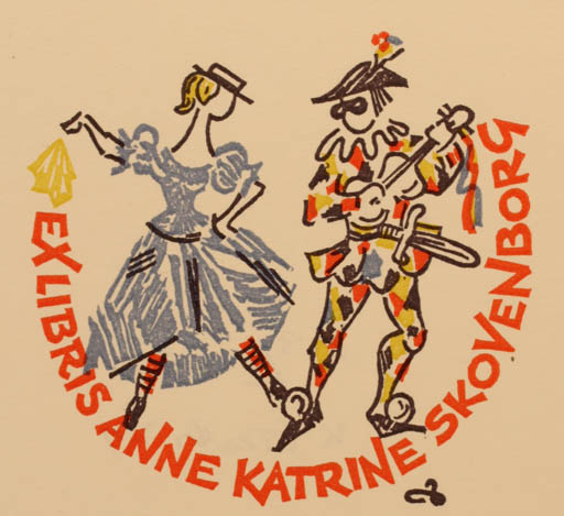 Exlibris by Zbigniew Dolatowski from Poland for Anne Katrine Skovenborg - Dancing Music Theater/Cirkus 