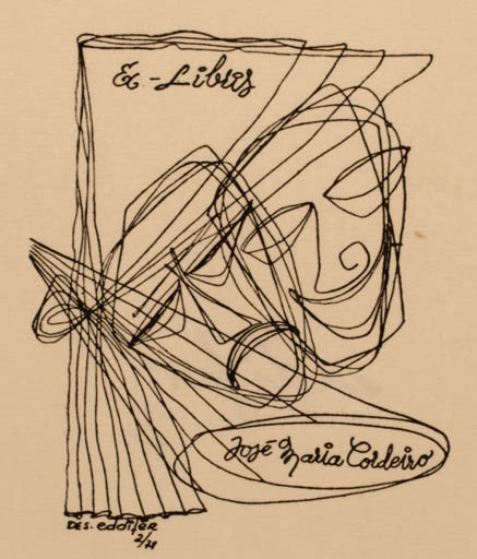 Exlibris by Eduardo Dias Ferreira from Portugal for José Maria Cordeiro - Theater/Cirkus 