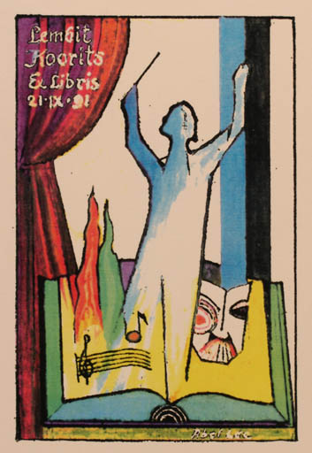 Exlibris by Abel Lee from Canada for Lembit Koorits - Music Theater/Cirkus 