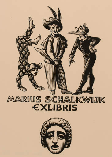 Exlibris by Pam Georg Rueter from Netherland for Marius Schalkwijk - Theater/Cirkus 