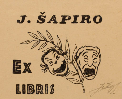 Exlibris by ? ? from Unknown for J. Sapiro - Theater/Cirkus 