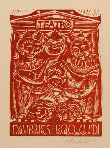 Exlibris by Gian Luigi Uboldi from Italy for Sergio Guidi - Theater/Cirkus 