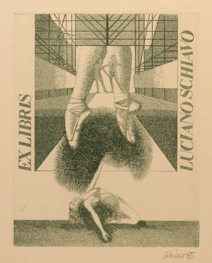 Exlibris by Luciano Schiavo from Italy for Luciano Schiavo - Dancing Woman 