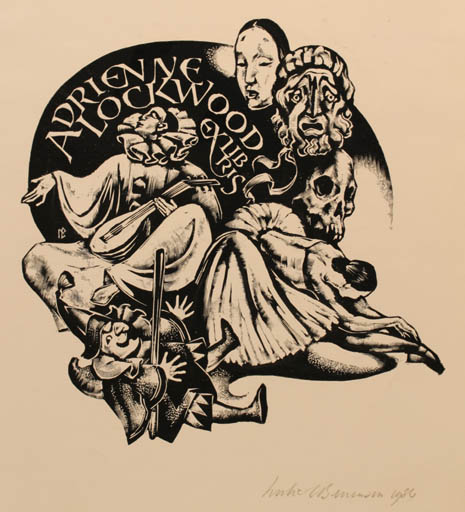 Exlibris by Leslie Benenson from Great Britain for Adrienne Lockwood - Music Theater/Cirkus 