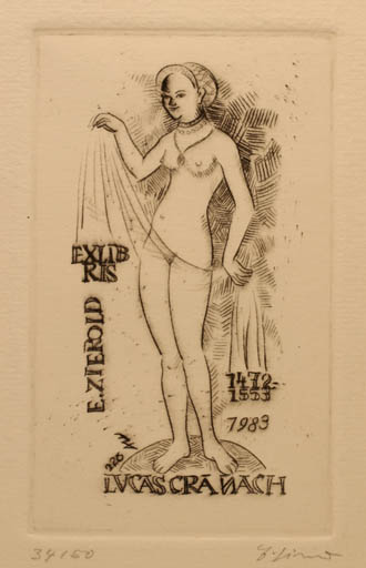 Exlibris by Erhard Zierold from Germany for Erhard Zierold - Woman Nude 