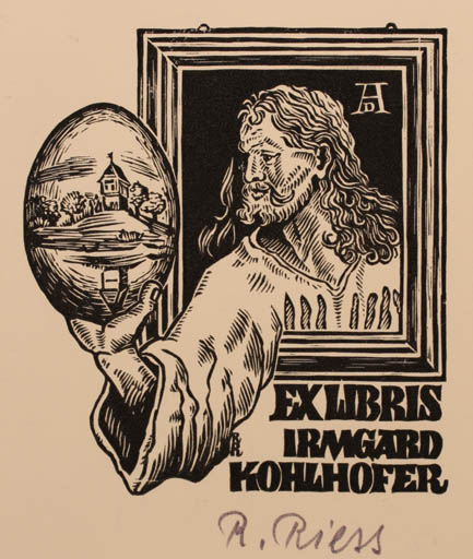 Exlibris by Rudolf Riess from Germany for Irmgard Kohlhofer - Portrait 