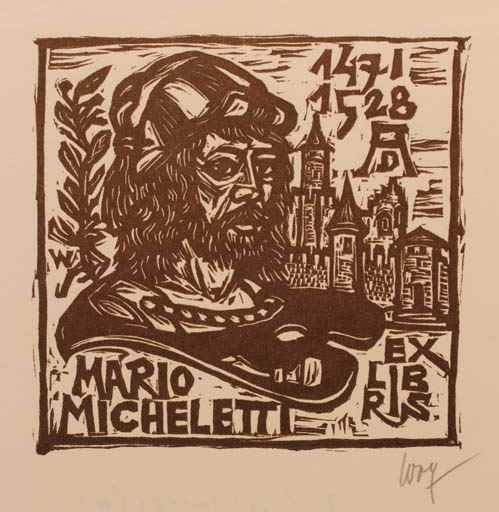 Exlibris by Remo Wolf from Italy for Mario Micheletti - Portrait 