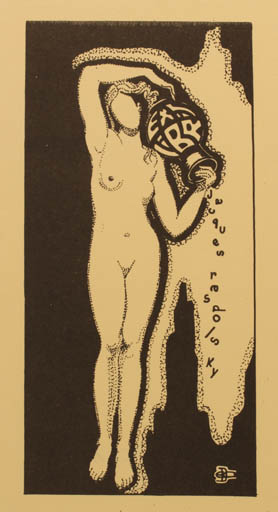 Exlibris by E. Dobriceanu from Romania for Jacques Raspolsky - Woman Nude 