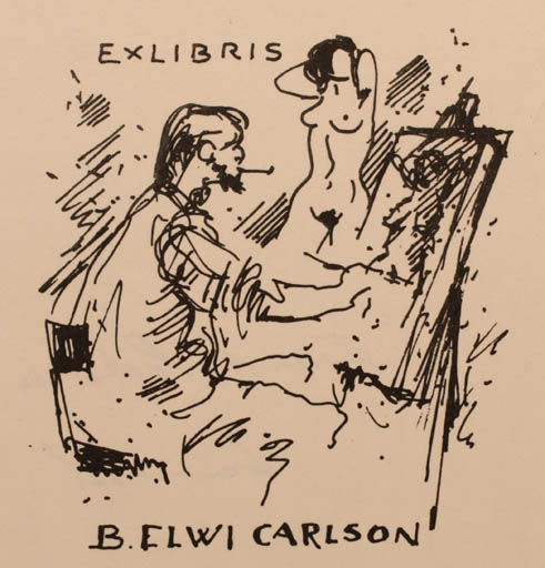 Exlibris by Frank Pedersen from Denmark for Börge Elwi Carlson - Working Art Woman 