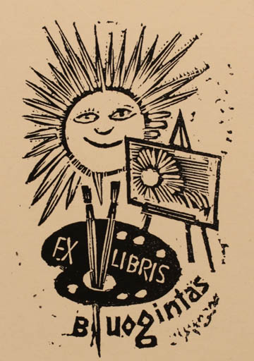 Exlibris by Bronius Uogintas from Lithuania for Bronius Uogintas - Working Art Sun 