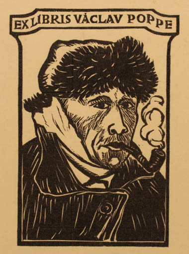 Exlibris by Michal Florian from Czechoslovakia for Václav Poppe - Portrait 