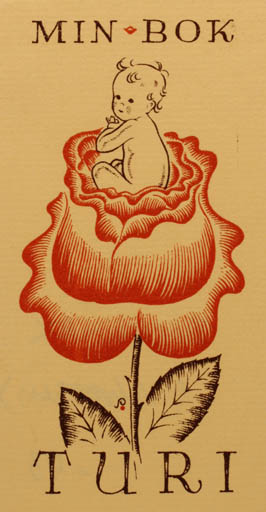 Exlibris by Henry Schjærven from Norway for ? Turi - Child Flower 