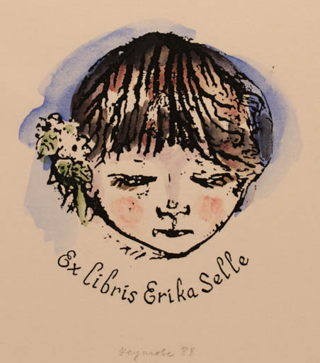 Exlibris by M. Rheutow from Russia for Erika Selle - Child Portrait 