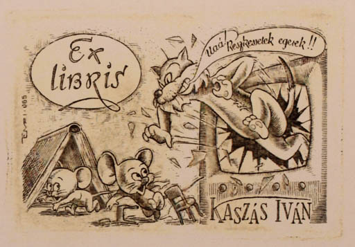 Exlibris by Istvan Tempinszky from Hungary for Kaszás Iván - Cat 