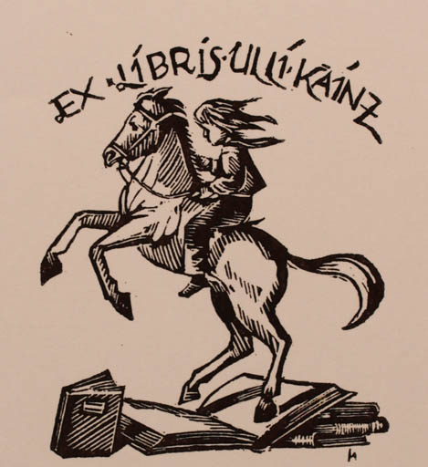 Exlibris by Hans Hauke from Austria for Ulli Kainz - Child Book Horse Horseman/Rider 