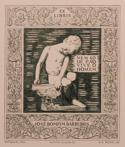 Exlibris by Antonio / Araujo, Renato Lima from Portugal for José Bomfim Barreiros - Child 