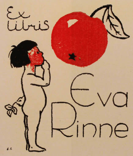 Exlibris by Erkki Tanttu from Finland for Eva Rinne - Child Fruit 