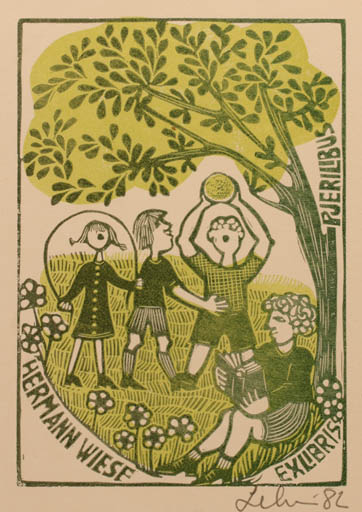 Exlibris by Maria Elisa Leboroni from Italy for Dr. Hermann Wiese - Child Group Tree 