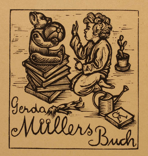 Exlibris by Franz Kaiser from Austria for Gerda Müller - Child Book 