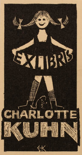 Exlibris by Jo Erich Kuhn from Sweden for Carlotte Kuhn - 