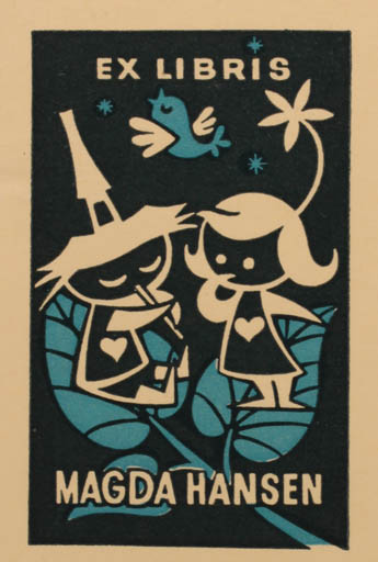 Exlibris by Walter Lehmann from Denmark for Magda Hansen - Child 