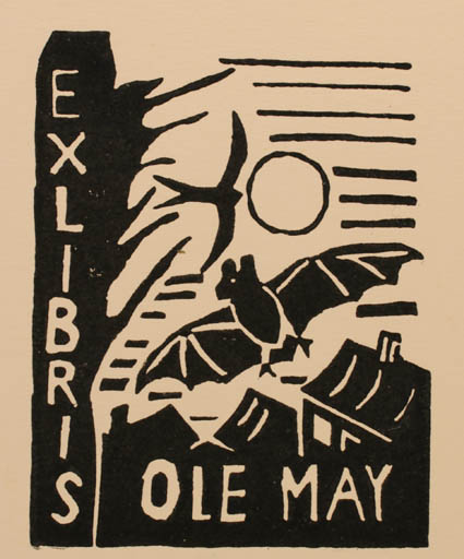 Exlibris by ? ? from Unknown for Ole May - Bird 