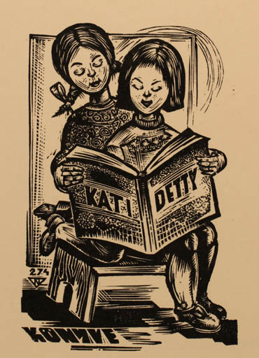 Exlibris by Laszlo Lazar Nagy from Hungary for Kati Detty - Child Book 