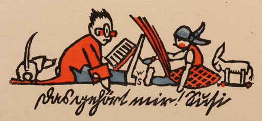 Exlibris by W. Sauer from Austria for ? ? - Child 