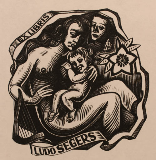 Exlibris by Luc de Jaegher from Belgium for Ludo Segers - Child Woman Nude 