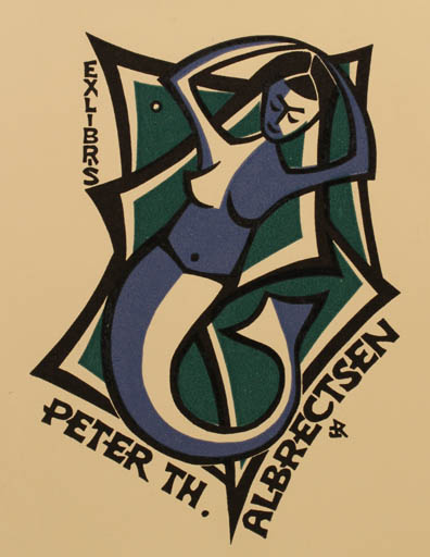 Exlibris by Jørgen Lindhardt Rasmussen from Denmark for Peter Therkel Albrechtsen - Mermaid 