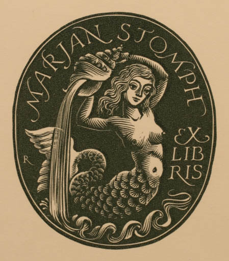 Exlibris by Pam Georg Rueter from Netherland for Marjan Stomph - Mermaid 