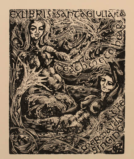 Exlibris by Hans Schulze from Germany for ? ? - Mermaid 