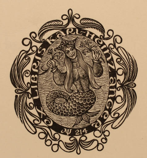 Exlibris by ? Stetnjev from Russia for Karl Heinz Anger - Mermaid 