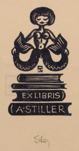 Exlibris by Franz Stummvoll from Austria for A. Stiller - Mermaid 