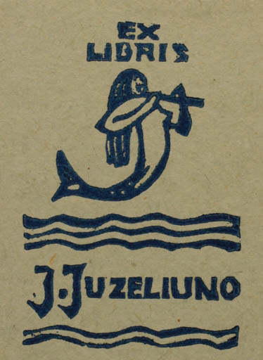 Exlibris by Bronius Uogintas from Lithuania for J. Juzeliuno - Mermaid 