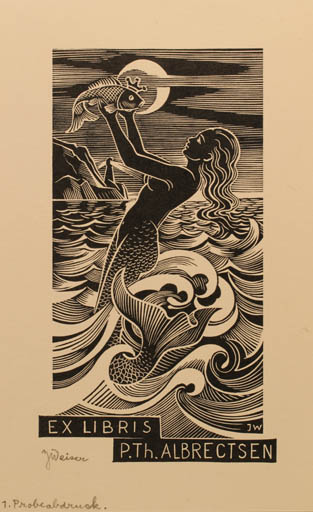 Exlibris by Josef Weiser from Czechoslovakia for ? ? - Mermaid Maritime 
