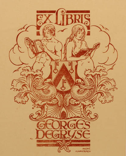 Exlibris by C. Andrè Vlaanderen from Belgium for Georges Degryse - Mermaid 