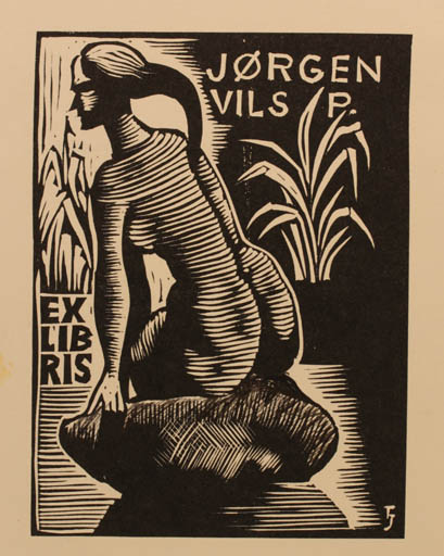 Exlibris by Jozsef Farkas from Hungary for Jørgen Vils Pedersen - Mermaid 